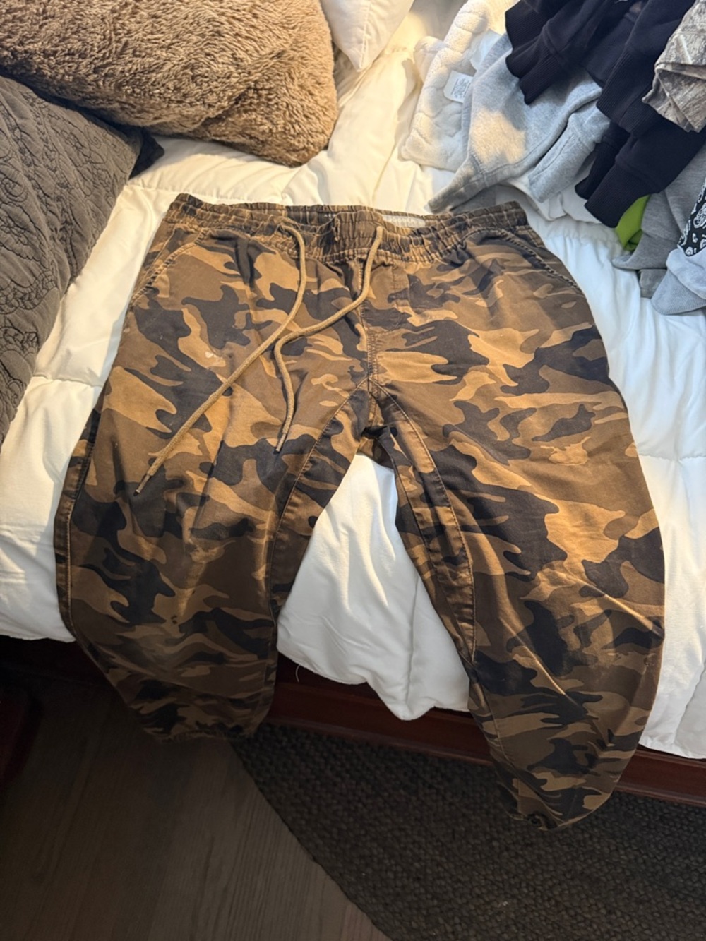 Camo Drawstring Men's Jogger Pants - Brown